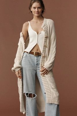 Pilcro Cable-Knit Toggle Duster Cardigan Sweater | Anthropologie (US)
