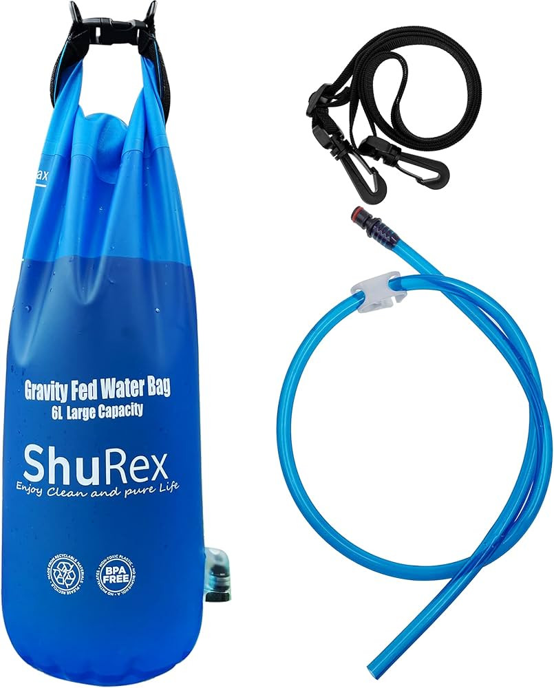 Gravity-Fed Water Bag for Sawyer Survival Water Filter Straw, 1.5 Gal Large Gravity Water Bladder... | Amazon (US)