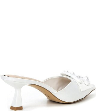 Bridal Collection Wendella Two Satin Pearl Buckle Ornament Dress Mules | Dillard's