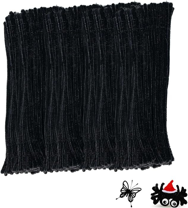Black Pipe Cleaners for Crafts,200PCS Chenille Stems,Craft Supplies,Halloween Crafts for Kids,DIY... | Amazon (US)