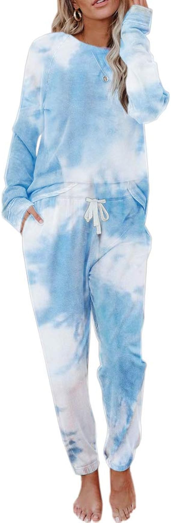 Eurivicy Women's Solid Sweatsuit Set 2 Piece Long Sleeve Pullover and Drawstring Sweatpants Sport... | Amazon (US)