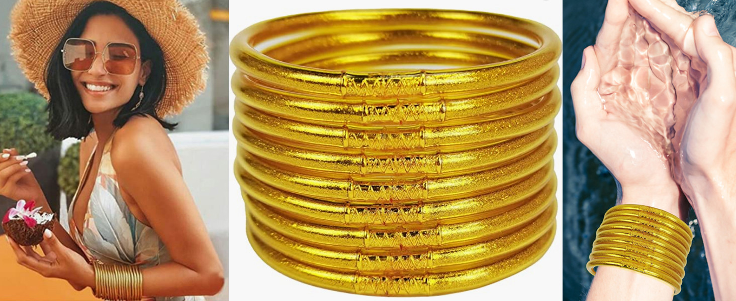 YBMYCM 9PCS Glitter Jelly Bangles Bracelets Set for Women Glitter Filled Jelly Silicone Bracelets... | Amazon (US)