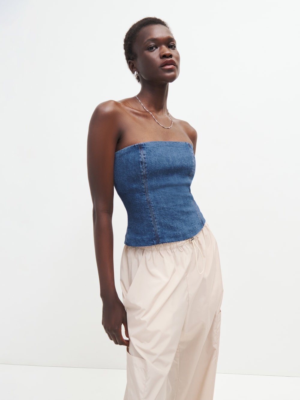 Colleena Strapless Denim Top | Reformation (Global)