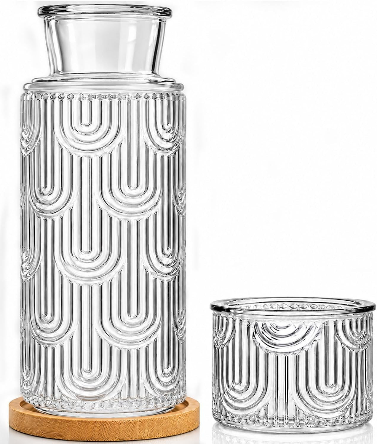 Bedside Water Carafe and Glass Set, Mouthwash Dispenser for Bathroom | Amazon (US)