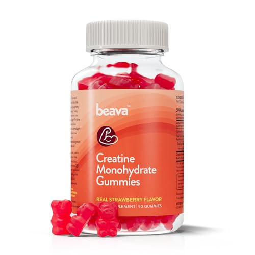 Creatine Monohydrate Gummies - 30 Servings - Vegan Creatine Chews for Muscle Growth, Muscle Recovery, Workout Recovery, Anaerobic Endurance - No Loading Phase - No Bloating - Strawberry - Low Sugar | Amazon (US)