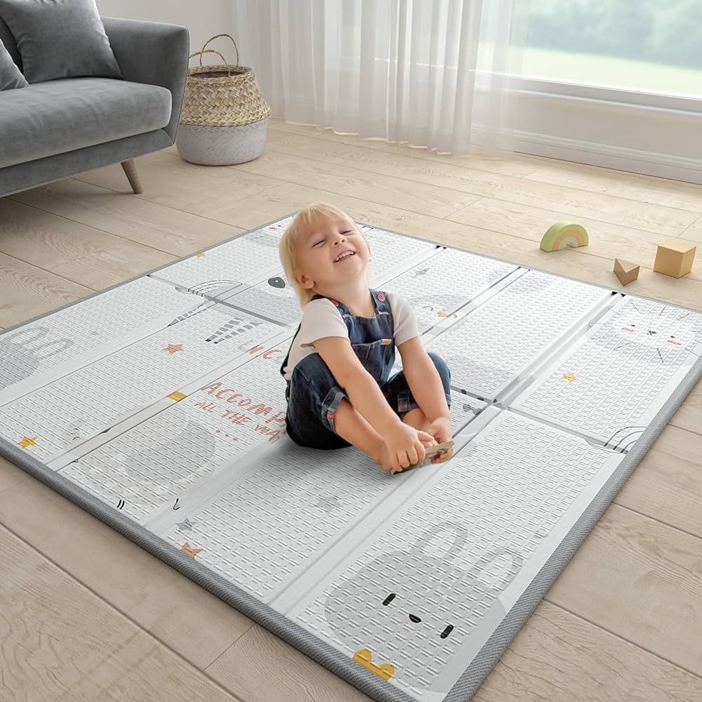 ZEEBABA Baby Play Mat, 47"x47" Foldable & Reversable Play Mat, 0.4" Thick Waterproof Foam Play Ma... | Amazon (US)