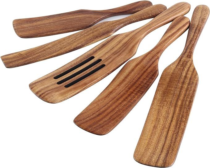 NIGILA 5Pcs Wooden Spoons Kit for Cooking Durable Acacia Wood Spurtles Kitchen Tools and Utensils... | Amazon (US)