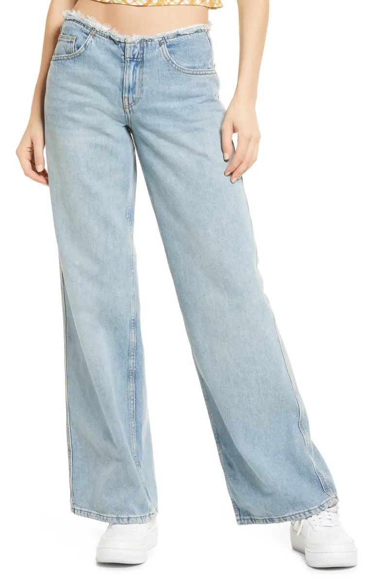 Puddle Raw Waist Low Rise Flare Jeans | Nordstrom