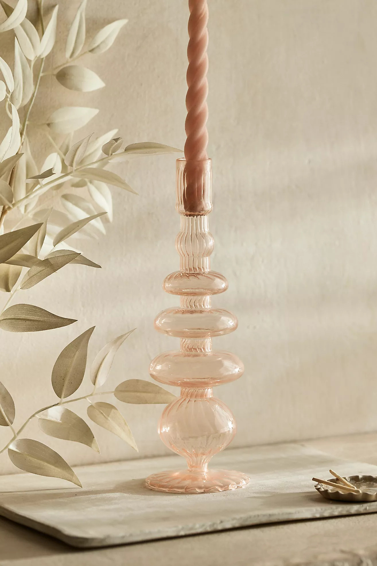 Sculptural Ridged Glass Candle Holder | Anthropologie (US)