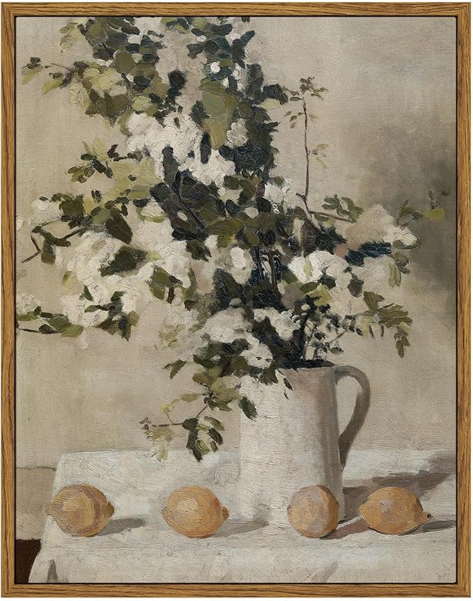 VIYYIEA Vintage Wall Art Kitchen Decor, Flowers and Lemons Pictures Painting Botanical Decor, Fra... | Amazon (US)