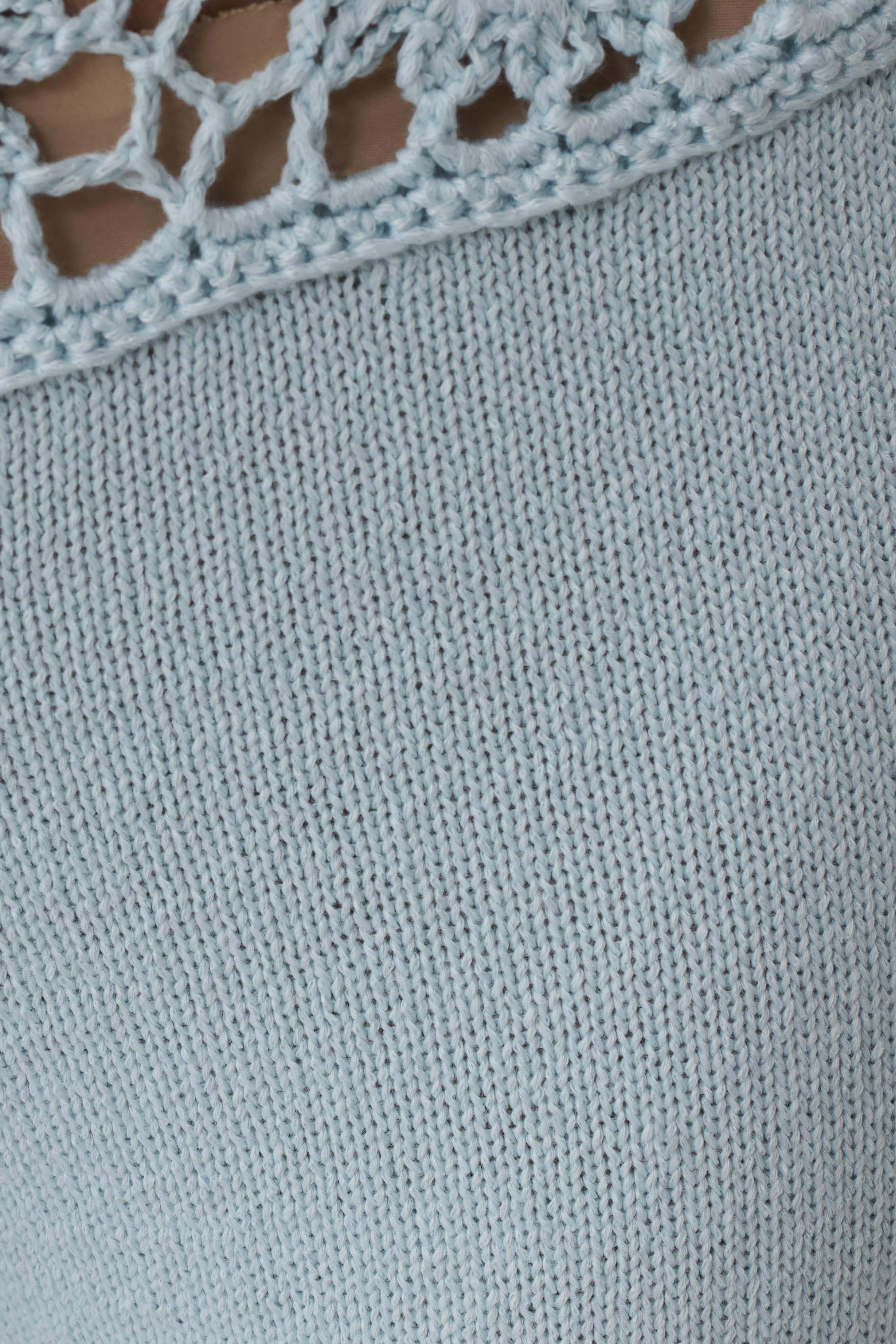 Miley Crochet Waistband Straight Leg Pant - Pale Aqua | MESHKI US