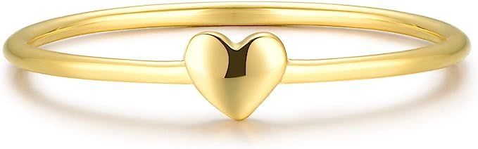 Minimalist Ring for Women Teens & Girls [18K Gold Plated on .925 Sterling Silver] - Dainty Love /... | Amazon (US)