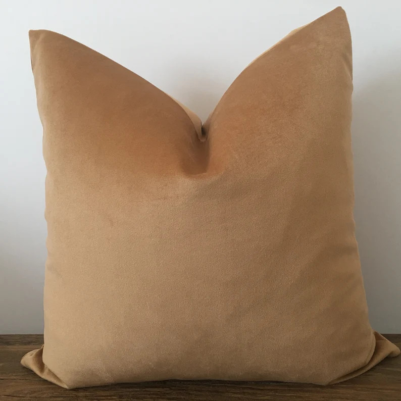 Camel Velvet Pillow Coverneutral Pillow Farmhouse Pillow - Etsy | Etsy (US)
