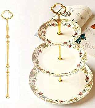 Gukasxi 4 Sets of 3 Tier Cake Plate Stand Handle Hardware, 2 Styles Golden Tiered Fruit Cake Plat... | Amazon (US)