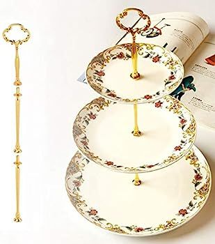 Gukasxi 4 Sets of 3 Tier Cake Plate Stand Handle Hardware, 2 Styles Golden Tiered Fruit Cake Plat... | Amazon (US)