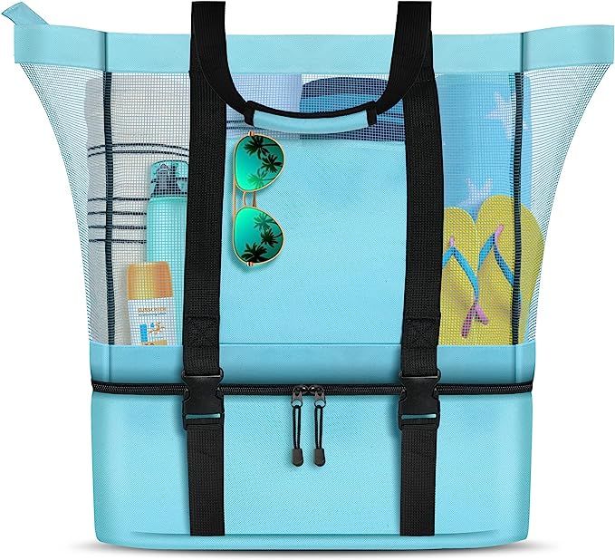 Mesh Beach Tote Bag with Detachable Beach Cooler - MAX Capacity 34L 150lbs Ultra Durable for Wome... | Amazon (US)