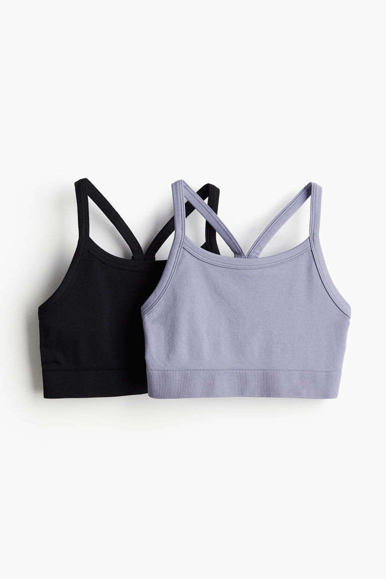 H & M - 2-pack Seamless sports tops in DryMove - Black | H&M (UK, MY, IN, SG, PH, TW, HK)