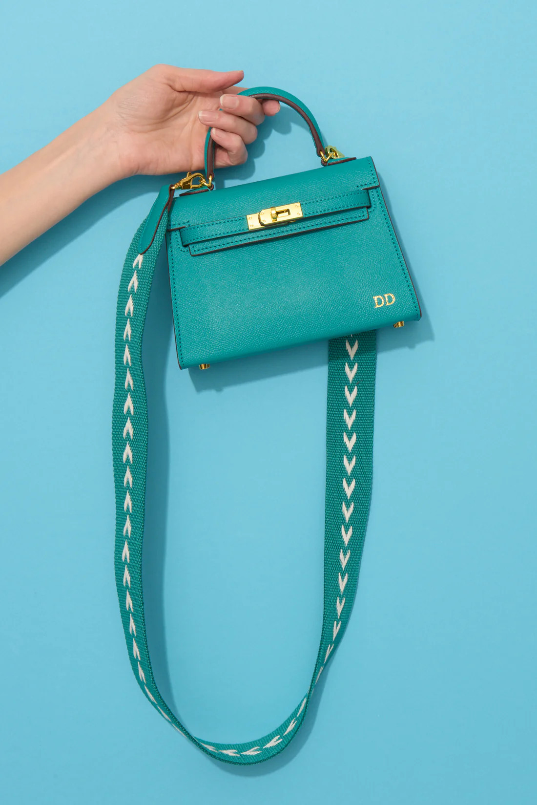 Lily & Bean Hettie Mini Bag - Peacock Blue with Initials & Patterned S | Lily and Bean