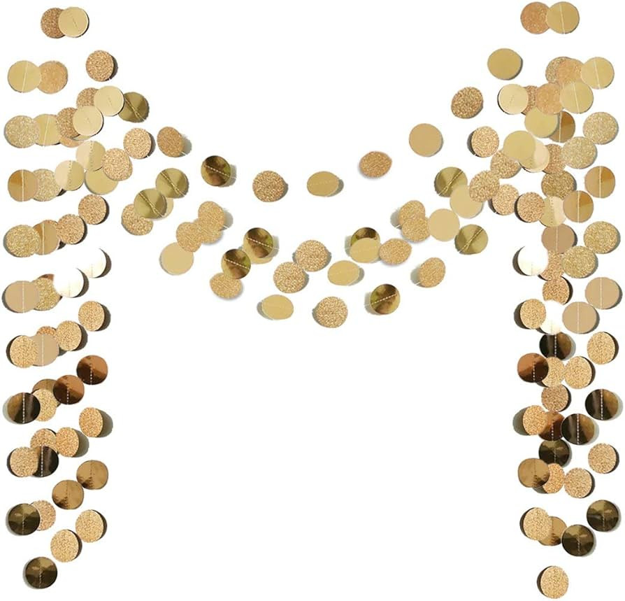 6 Pcs Glitter Champagne Gold Paper Circle Dots Garland Party Hanging Bunting Birthday Party Decor... | Amazon (US)