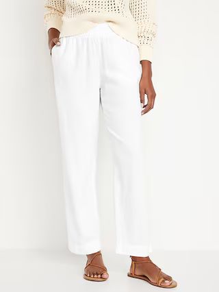 High-Waisted Linen-Blend Straight Pants | Old Navy (US)