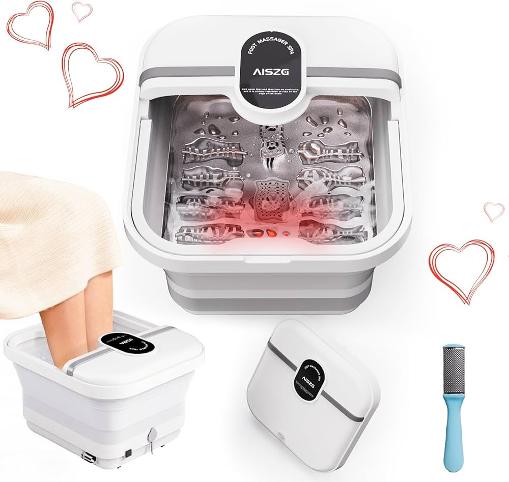 AISZG Collapsible Foot Spa Bath Massager with 8 Massage Rollers,Pedicure Foot Spa with Heat,Foot ... | Amazon (US)