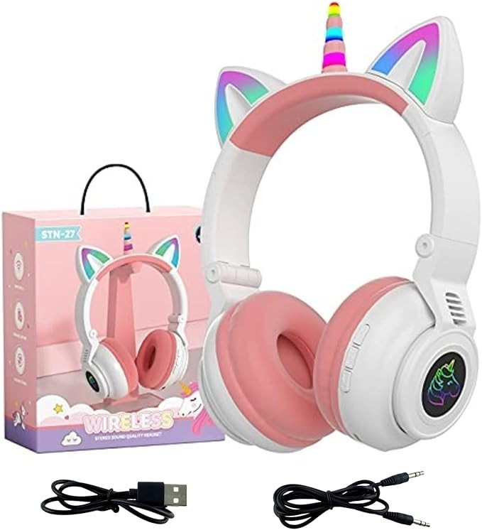 Unicorn Kids Headphones for Girls, Unicorn Bluetooth Headphones Foldable for Girls Toddlers Table... | Amazon (US)