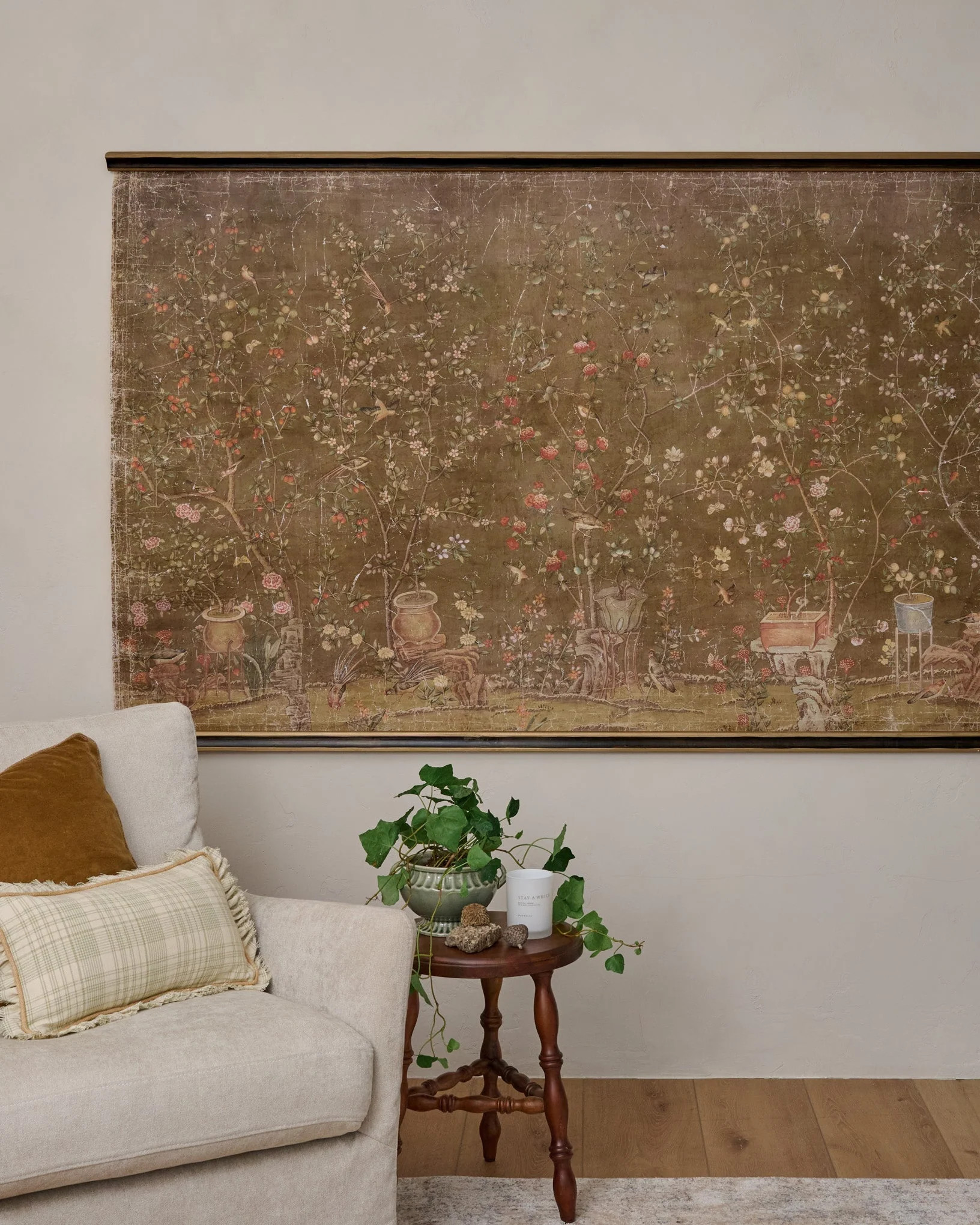 Oversized Scroll of Blooms Tapestry | Magnolia