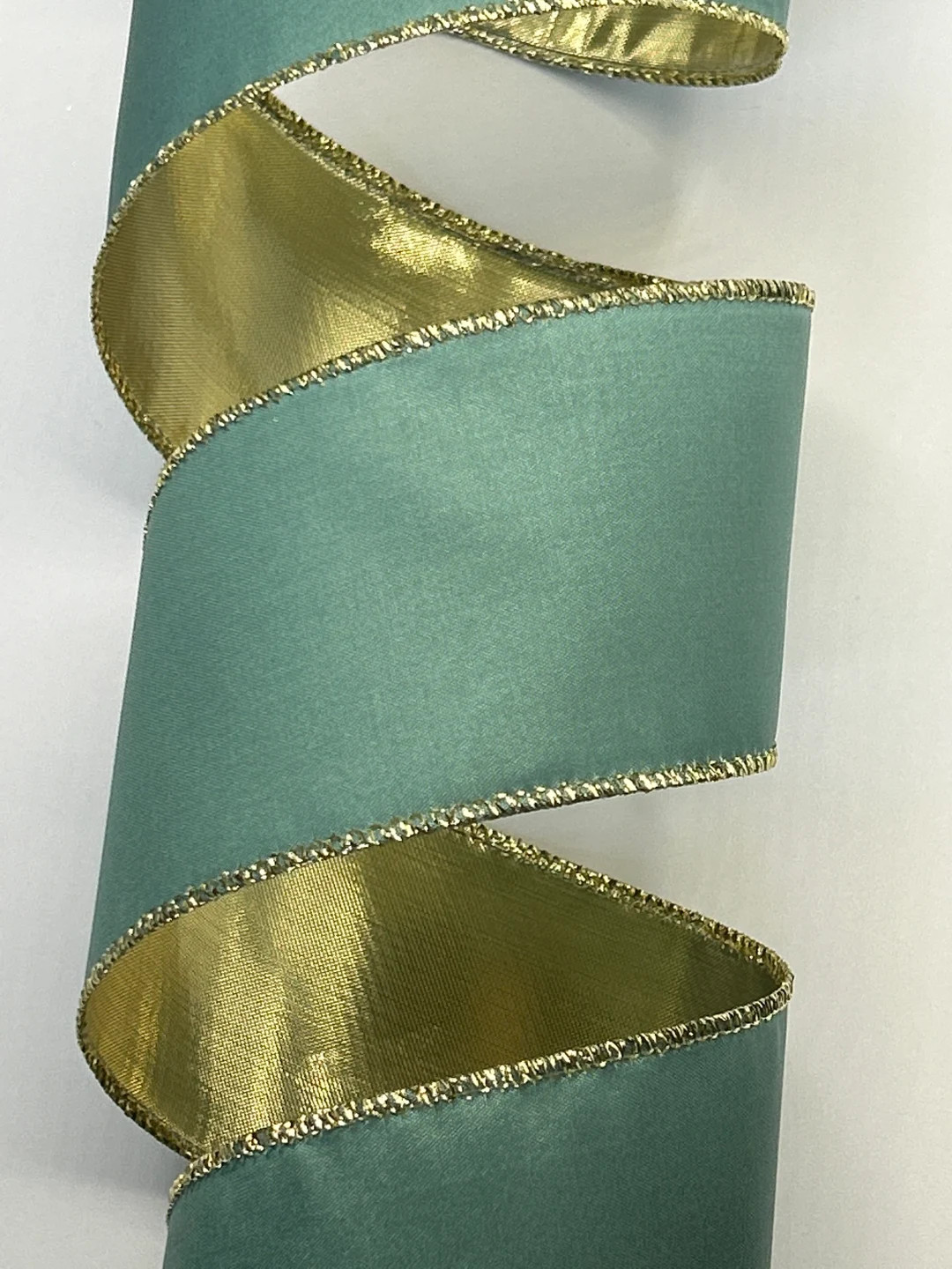 2.5" or 4" Celadon Taffeta ~ Gold Back ~ Wired Edges ~ d stevens ~ 10 Yard Roll | Etsy (US)