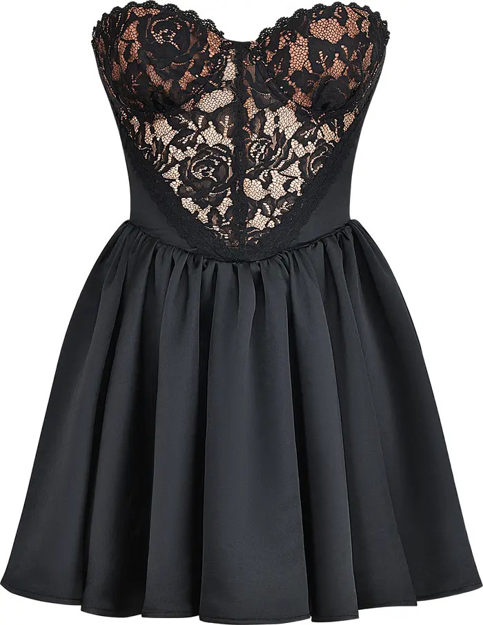 J'Adore Strapless Mixed Media Cocktail Minidress | Nordstrom