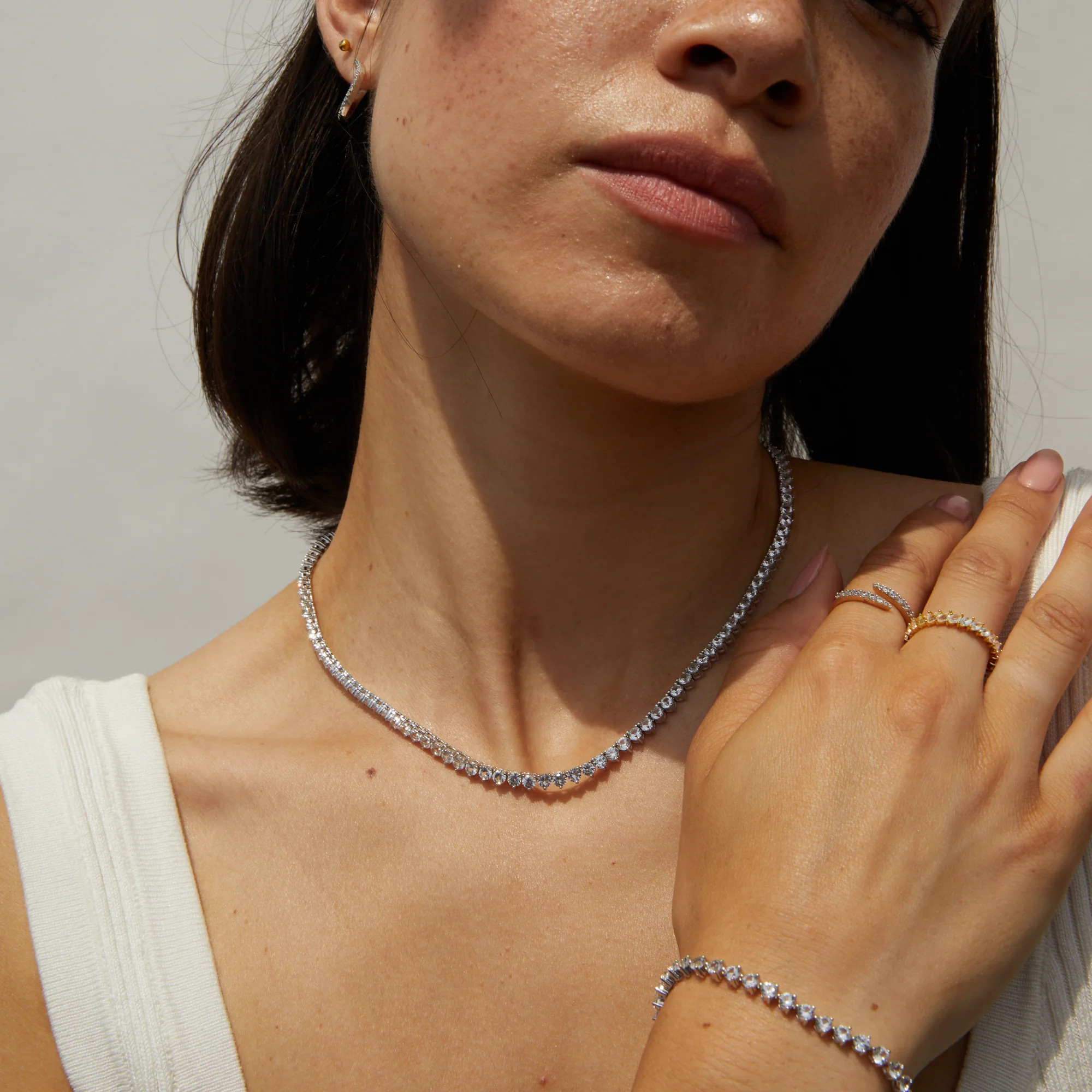 White Sapphire Three-Prong Tennis Necklace | AUrate New York