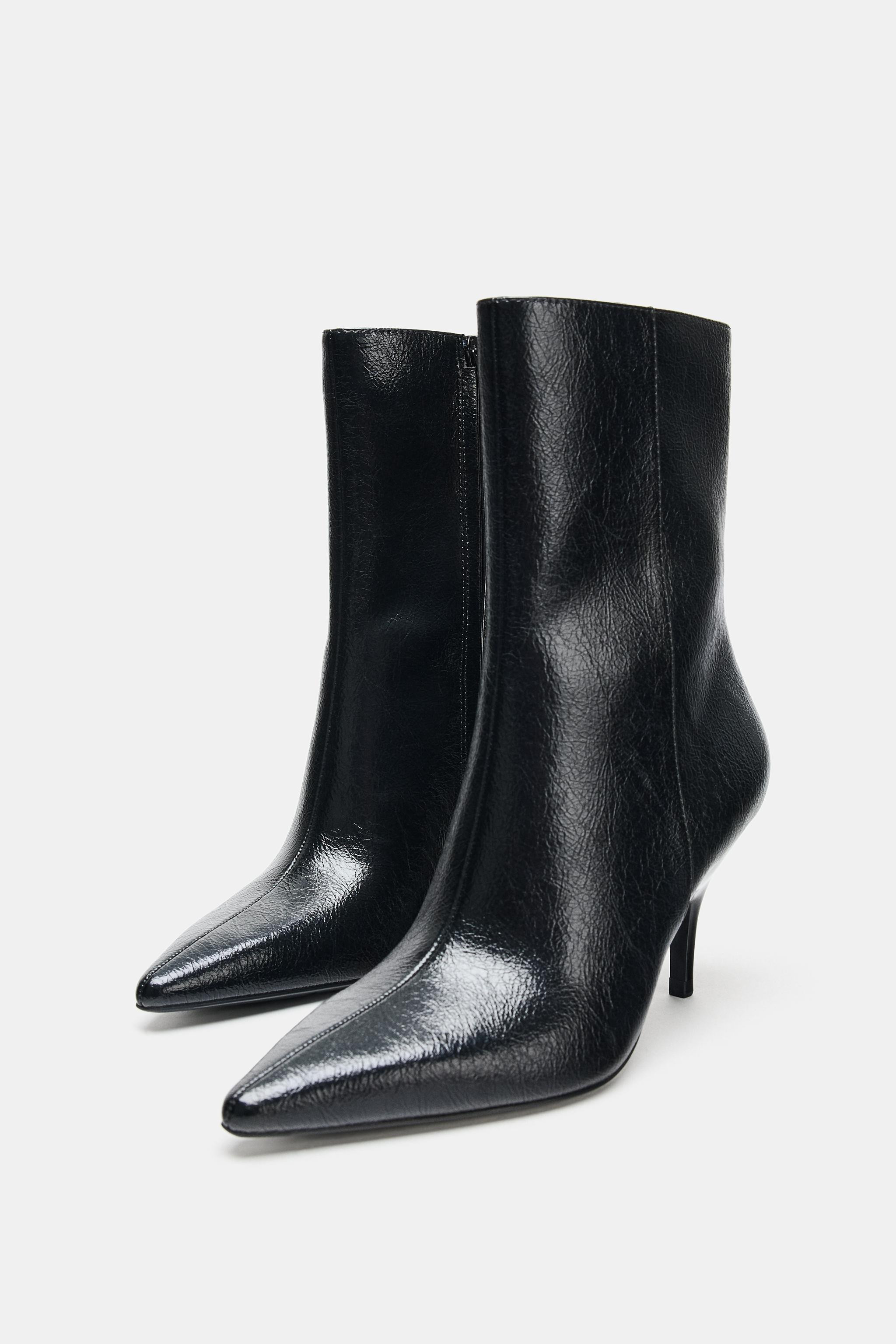 CRACKLED HEELED ANKLE BOOTS | Zara US