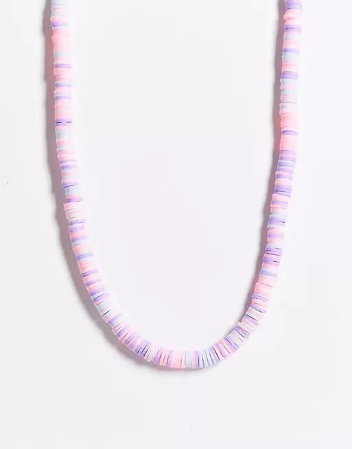 ASOS DESIGN necklace in pastel pink disc beads | ASOS (Global)
