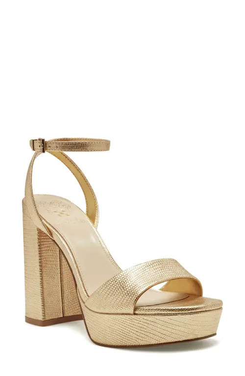Vince Camuto Pendry Ankle Strap Platform Sandal in Gold Metallic Lizard at Nordstrom, Size 7 | Nordstrom