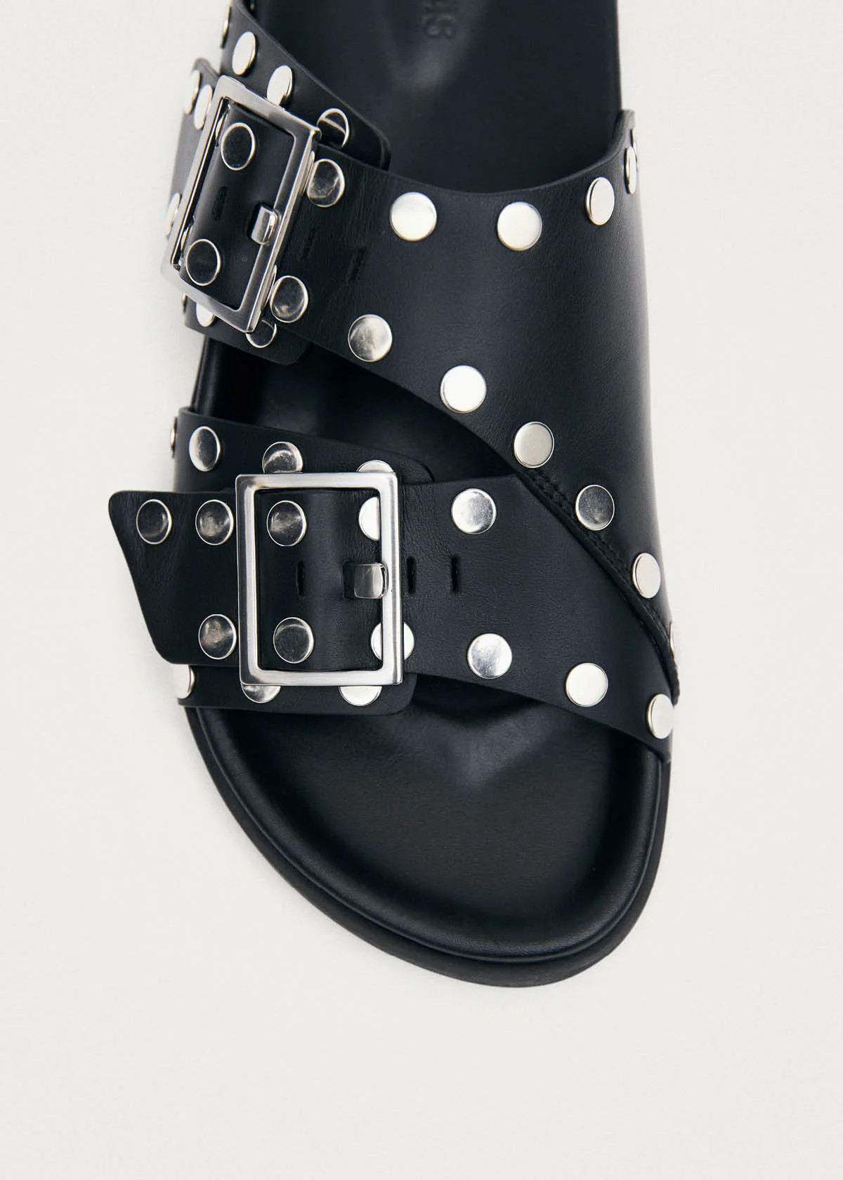 Alba Studs Black Leather Sandals | ALOHAS (Global)