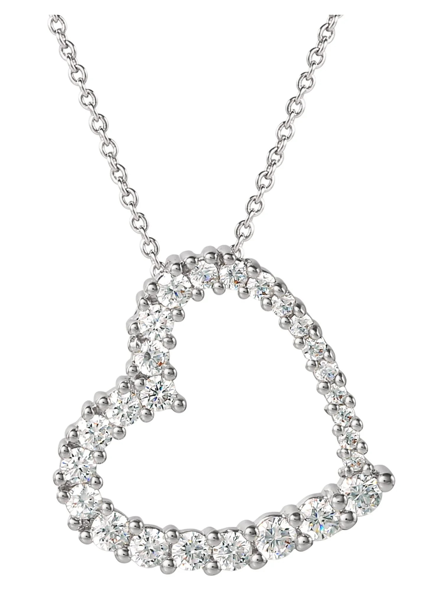 Believe by Brilliance Fine, Women's Silver Plated Cubic Zirconia Open Heart Pendant Necklace, 18" | Walmart (US)
