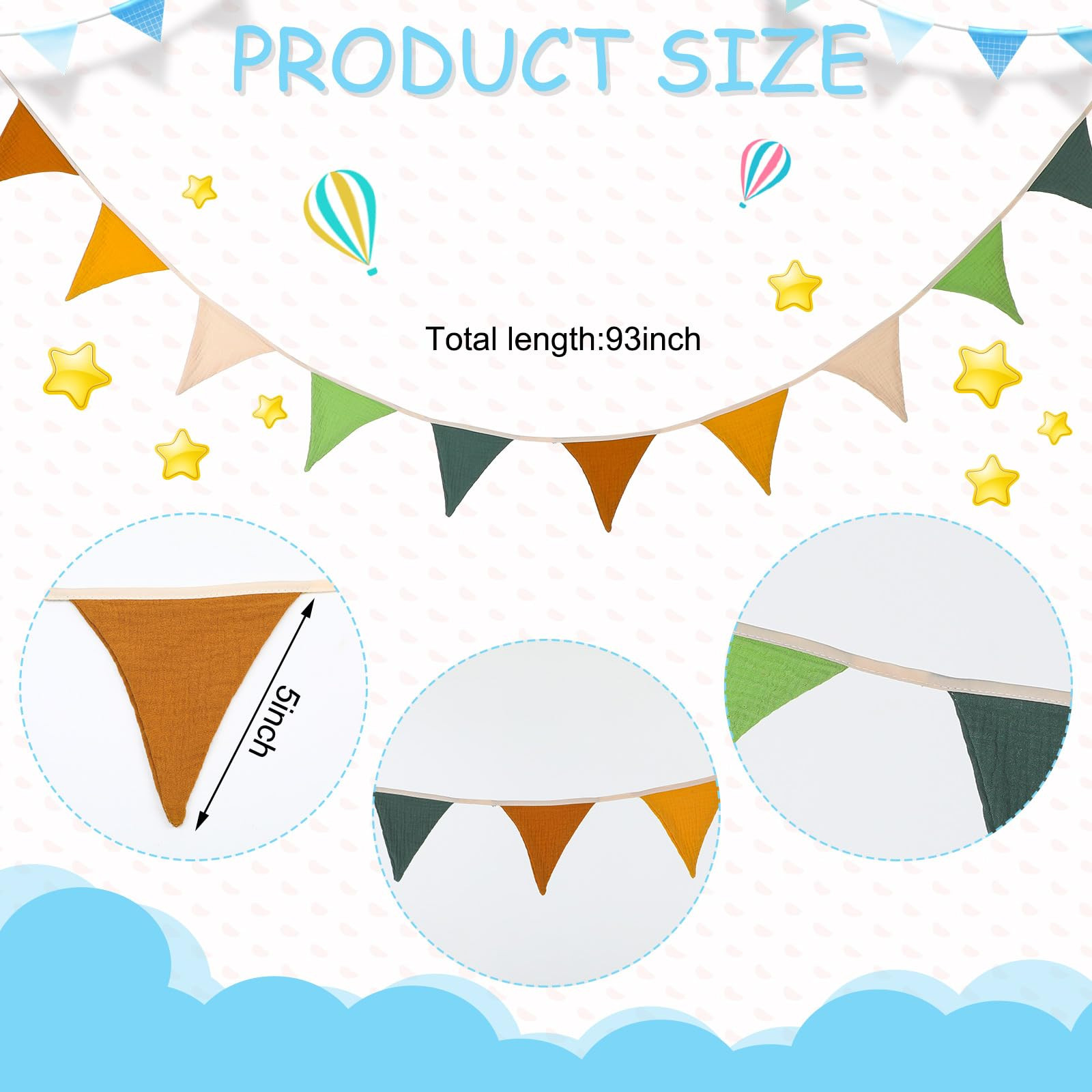 Oudain 15.5 ft Pennant Banner Flags, 2 Pcs Nursery Garland Triangle Bunting Flag Baby Banner for ... | Amazon (US)