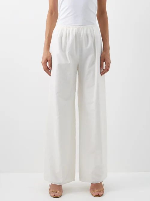 The Row - Andres Cotton-blend Wide-leg Trousers - Womens - White | Matches (UK)