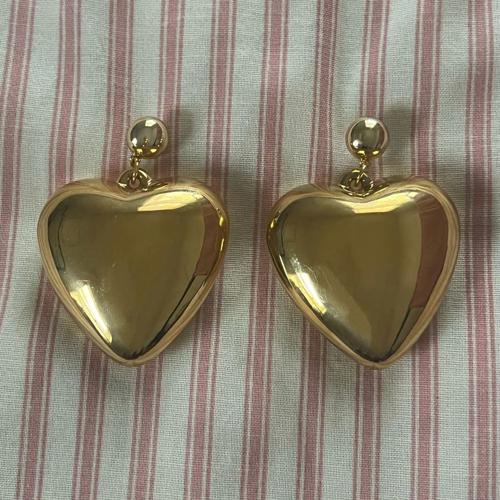 Gold Bubble Heart Statement Earring | Nickel and Suede