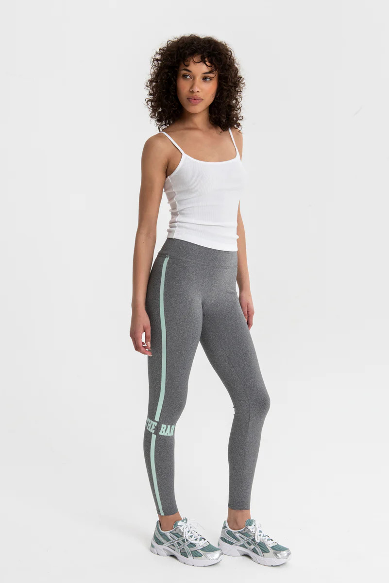 VARSITY LEGGING DARK HEATHER GREY/MINT | The Bar