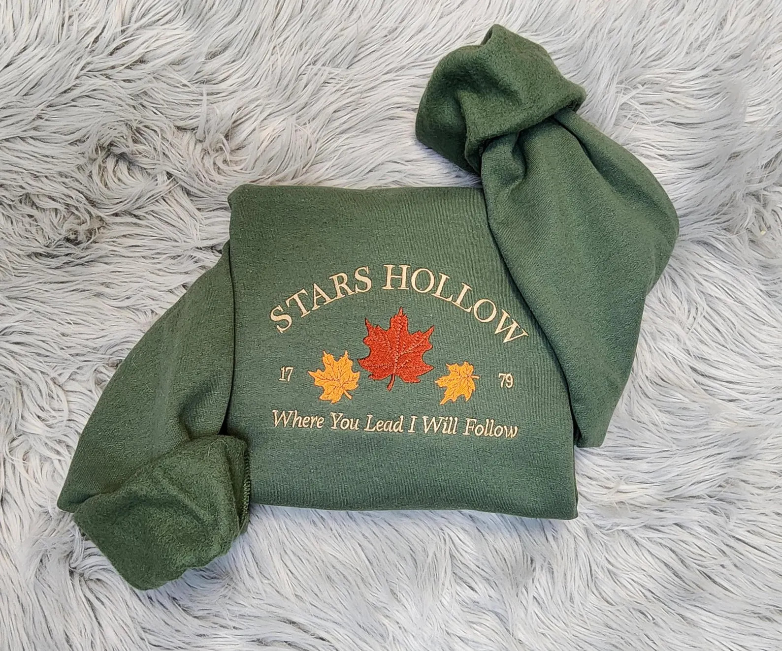 Stars Hollow Embroidered Crewneck: Cozy Book Lover Gift, Where You Lead I Will Follow | Etsy (Global)