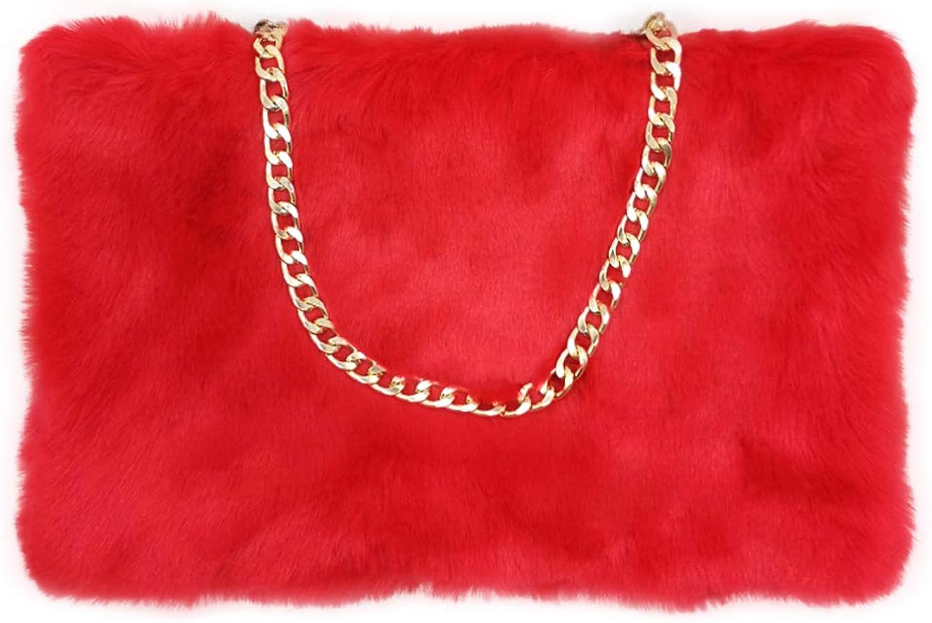 FHQHTH Faux Fox Fur Purse Fuzzy Handbags for Women Evening Handbags Al alloy Shoulder Strap | Amazon (US)