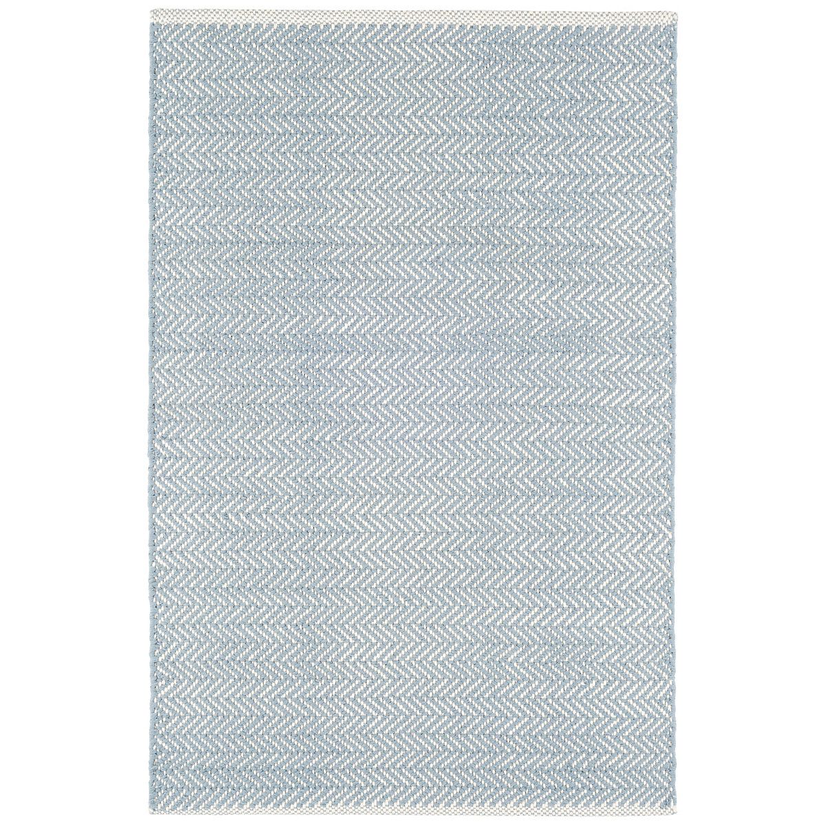 Herringbone Swedish Blue Woven Cotton Rug | Dash &amp; Albert | Annie Selke