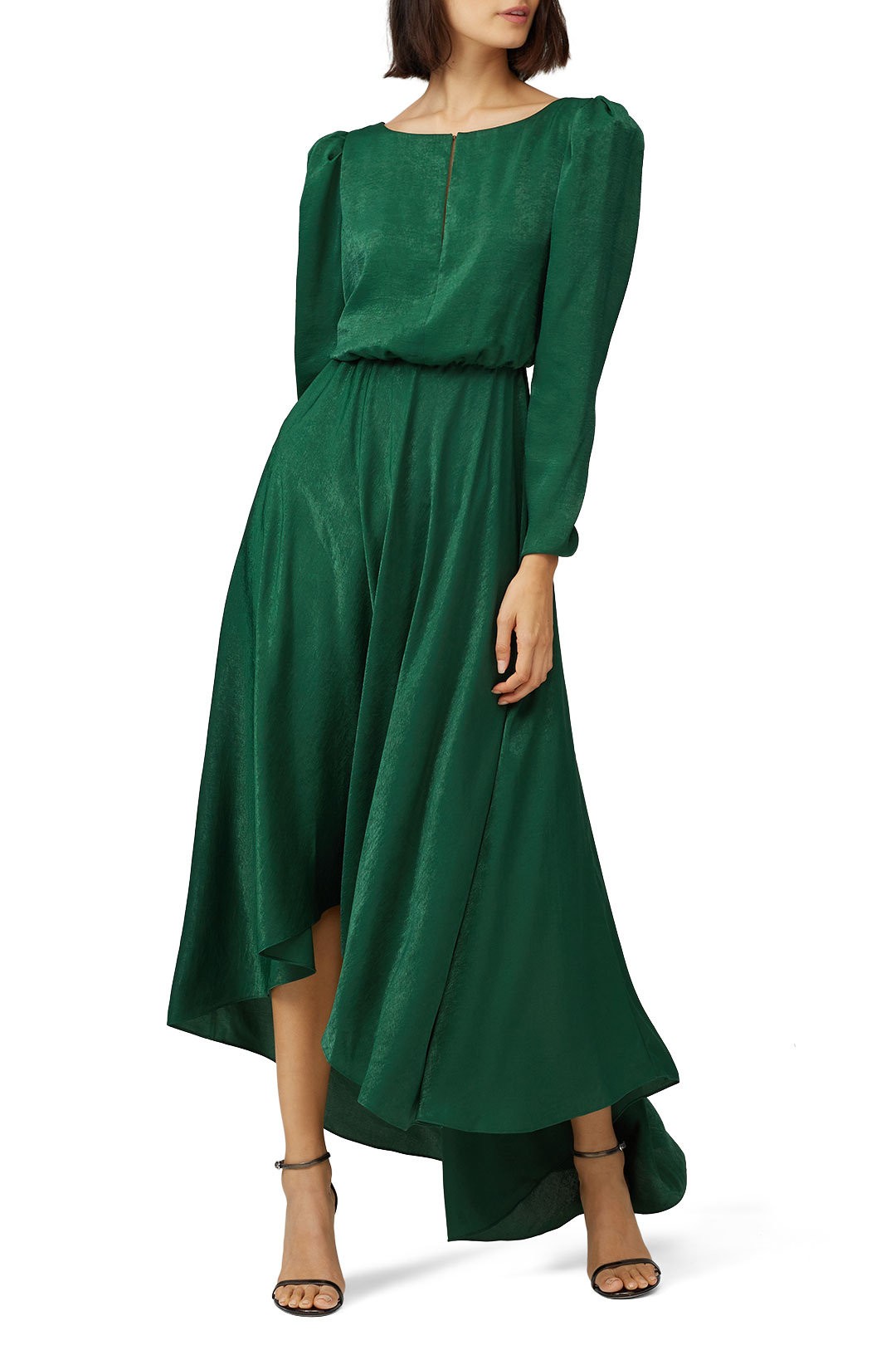 emerald green wedding guest dress