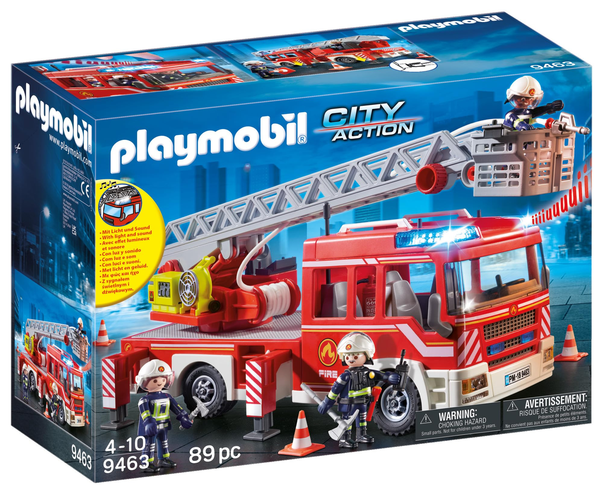 PLAYMOBIL City Action 9463 Feuerwehr-Leiterfahrzeug mit Licht und Sound, Ab 5 Jahren | Amazon (DE)
