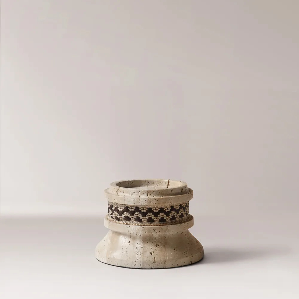 5" Travertine Candleholders | Hernest