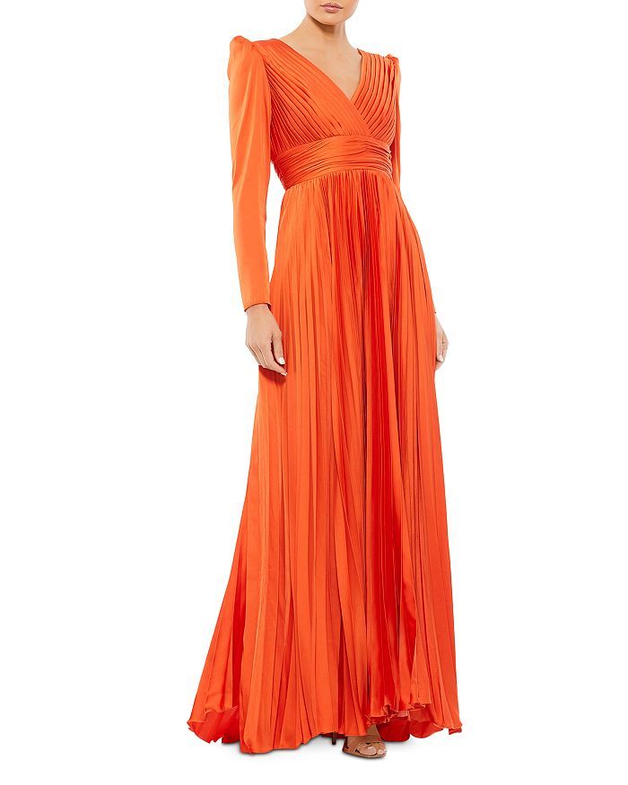 Pleated Long Sleeve Gown | Bloomingdale's (US)