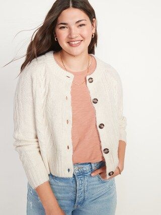 Cropped Cable-Knit Cardigan Sweater for Women | Old Navy (US)