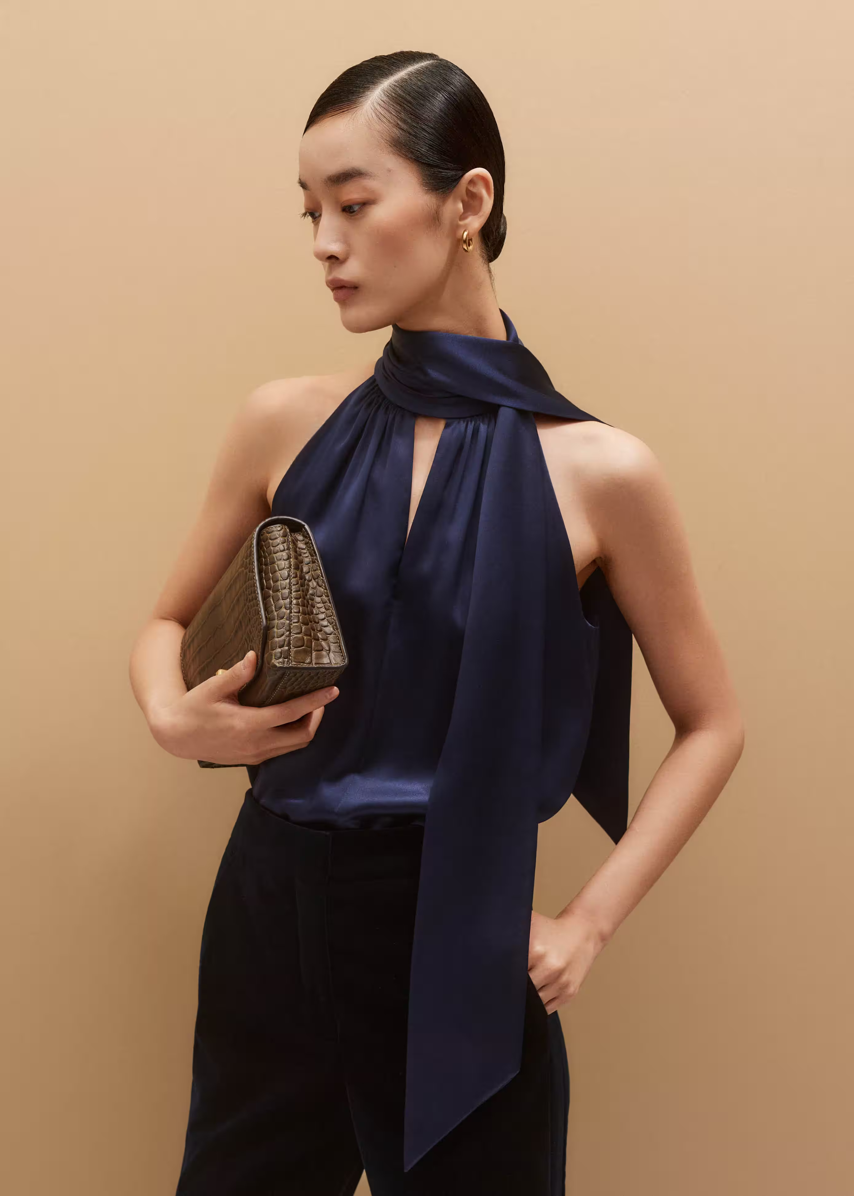 Halterneck Top + Tie Silk Satin | ME+EM US