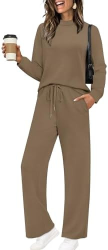 Sampeel Two Piece Sets for Women Mock Neck Matching Sets Loungewear Fall Clothes Travel Outfits F... | Amazon (US)