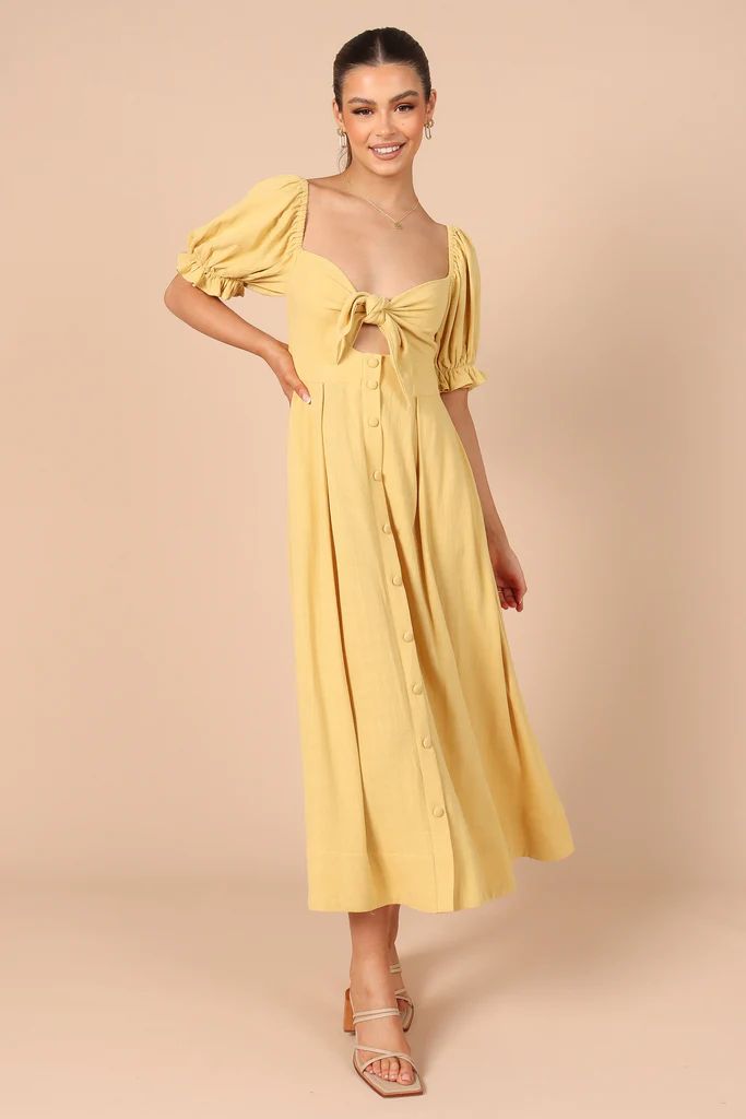 Kamea Tie Front Midi Dress - Mustard | Petal & Pup (US)